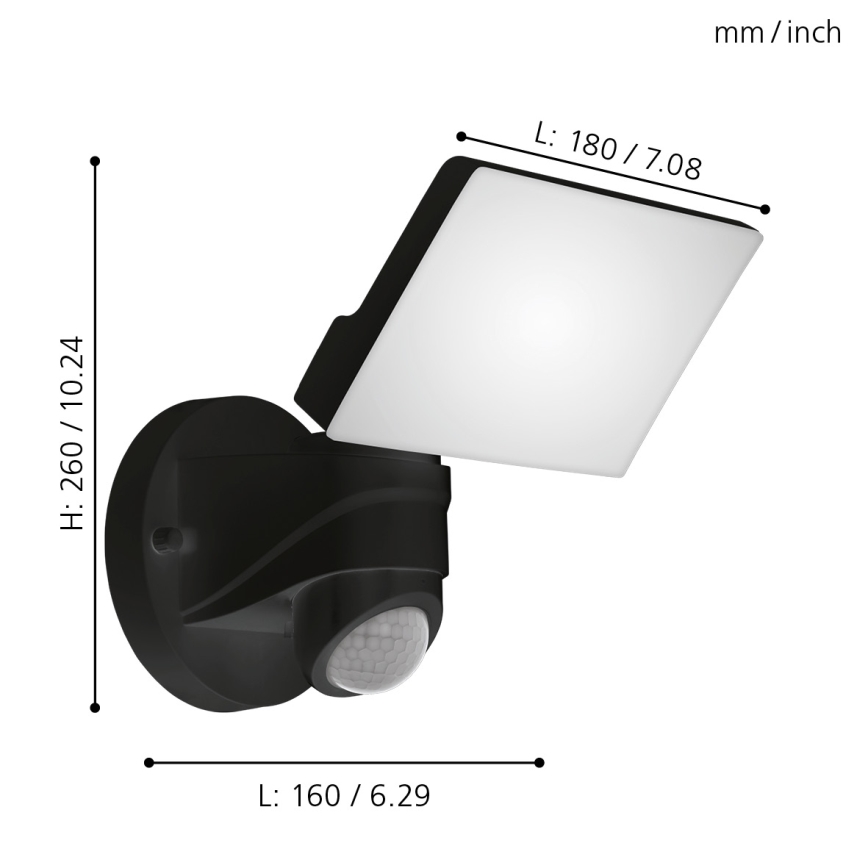 Eglo - LED lauko šviestuvas su jutikliu LED/15W/230V IP44