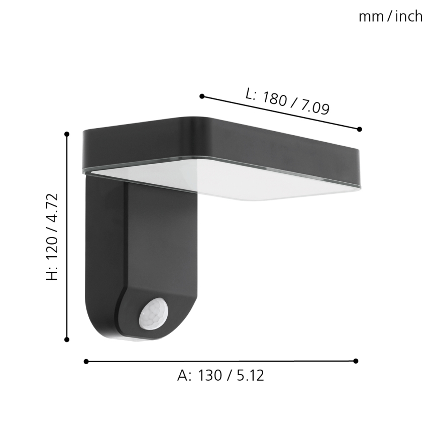 Eglo - LED Napelem falira rögzített lámpa érzékelővel LED/4,5W/3,7V 2200 mAh IP44