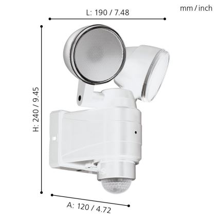 Eglo - LED lauko šviestuvas su jutikliu 2xLED/4W/4xLR1 IP44