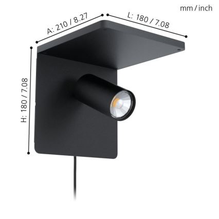 Eglo - LED sieninis šviestuvas su belaidžiu įkrovimu 1xGU10/5W/230V
