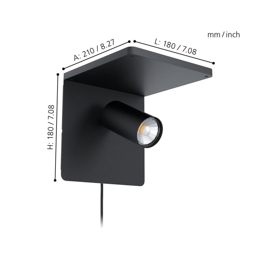 Eglo - LED sieninis šviestuvas su belaidžiu įkrovimu 1xGU10/5W/230V