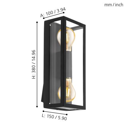 Eglo - Lauko sieninis šviestuvas 2xE27/60W/230V IP44