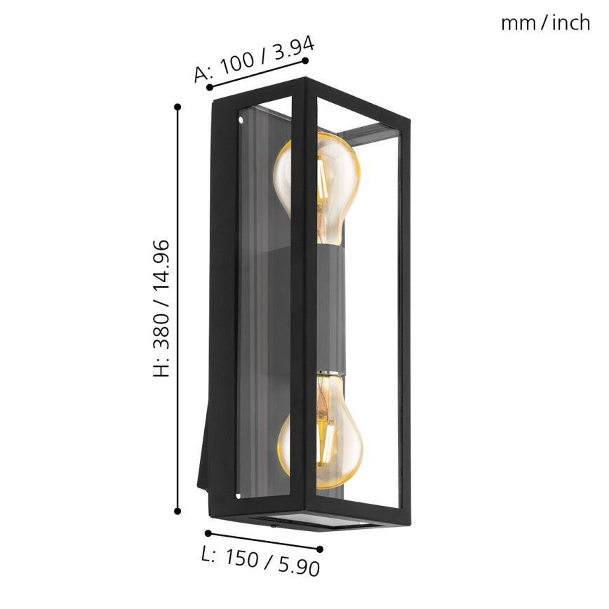 Eglo - Lauko sieninis šviestuvas 2xE27/60W/230V IP44