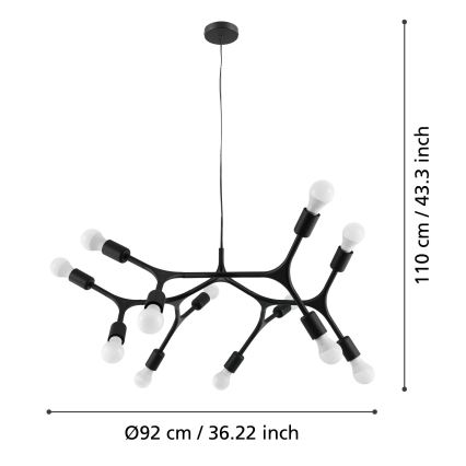 Eglo - Sietynas, kabinamas ant virvės 12xE27/60W/230V