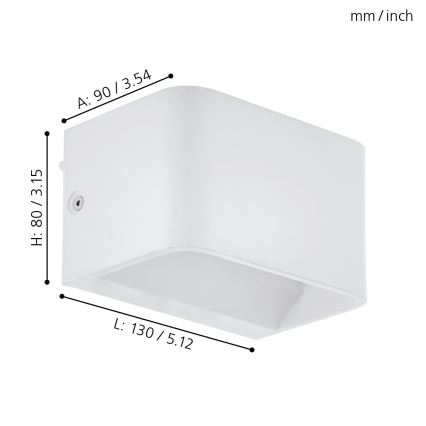 Eglo - LED sieninis šviestuvas LED/6W/230V 3000K balta