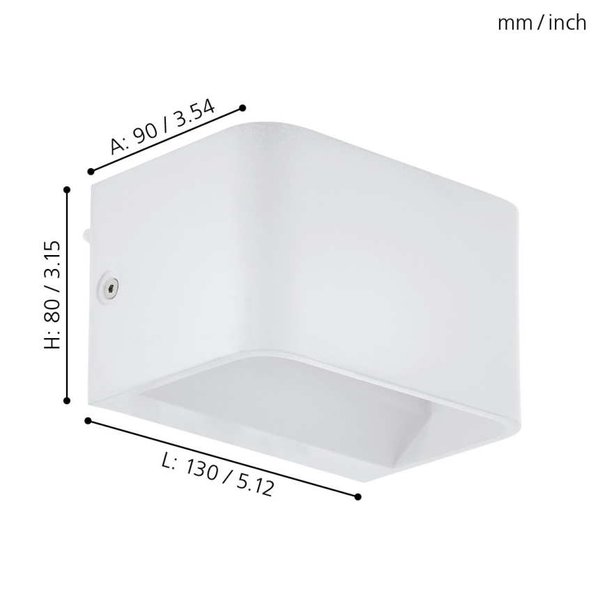 Eglo - LED sieninis šviestuvas LED/6W/230V 3000K balta