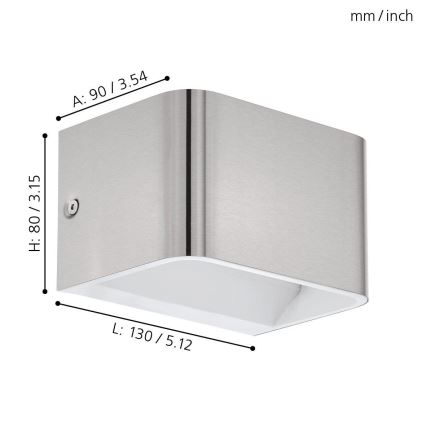 Eglo - LED sieninis šviestuvas LED/6W/230V 3000K matinis chromas