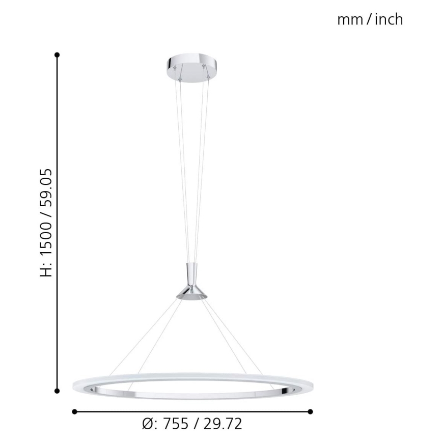 Eglo - LED RGB Reguliuojamas pakabinamas sietynas HORNITOS-C LED/37W/230V + nuotolinio valdymo pultas