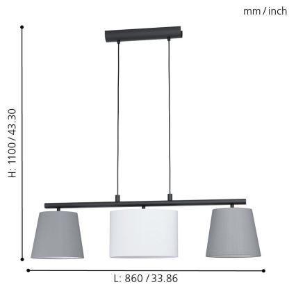 Eglo - LED liustra ant laido 3xE14/25W/230V