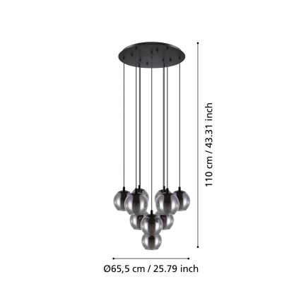 Eglo - pakabinama liustra ant laidų, 10xE27/40W/230V, juoda/blizgus chromas