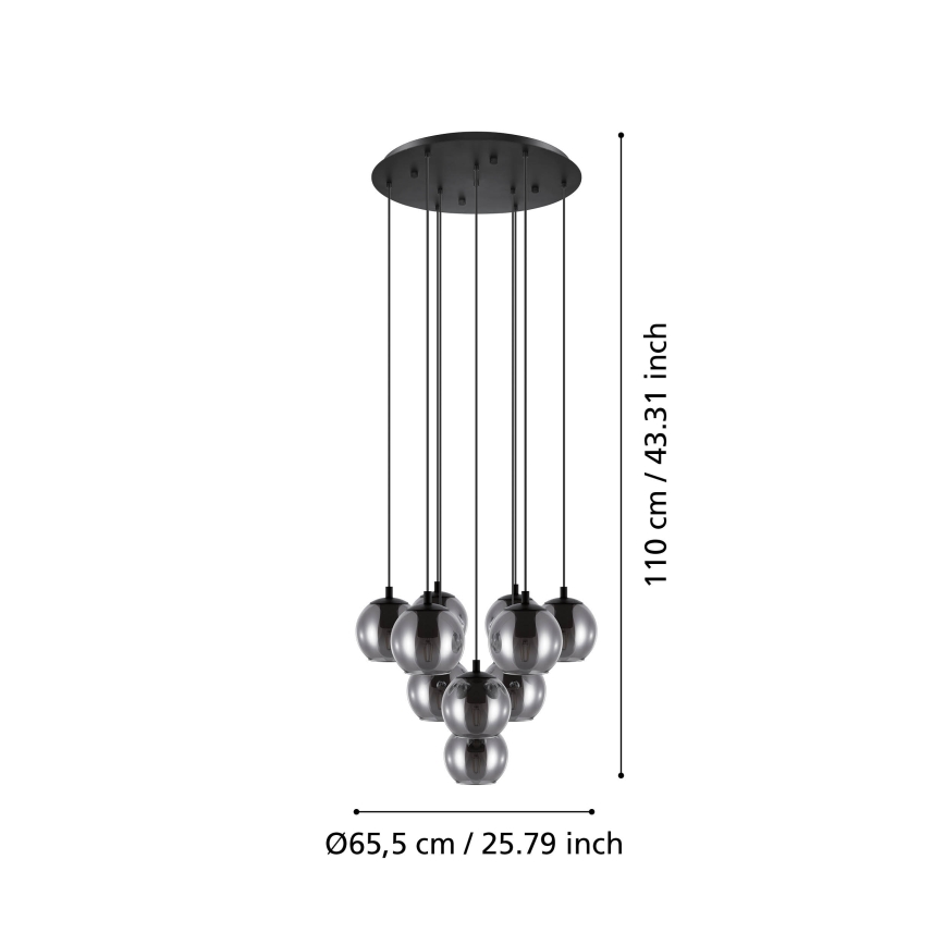 Eglo - pakabinama liustra ant laidų, 10xE27/40W/230V, juoda/blizgus chromas