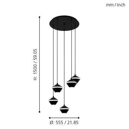 Eglo - LED sietynas, kabinamas ant virvės 5xGU10/5W/230V