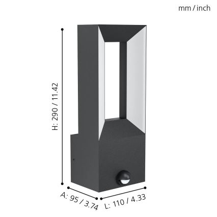 Eglo - LED Lauko šviestuvas su jutikliu 2xLED/5W/230V IP44