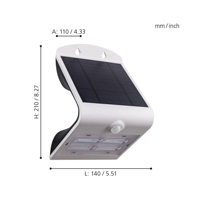 Eglo - Saulės energijos šviestuvas su jutikliu LED/3,2W/3,7V 2000 mAh IP54