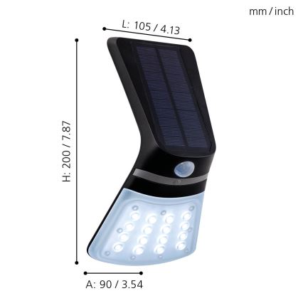Eglo - LED saulės šviestuvas su jutikliu LED/2W/3,7V 1200 mAh IP44