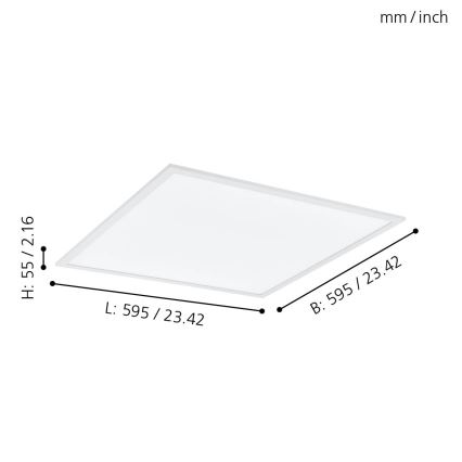 Eglo - RGBW Reguliuojamas lubinis šviestuvas LED/32,5W/230V 2700-6500K 60x60 cm + nuotolinio valdymo pultas