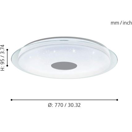 Eglo - LED RGB Reguliuojamas lubinis šviestuvas LANCIANO-C LED/53W/230V + VP