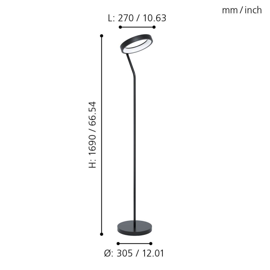 Eglo - LED RGB Reguliuojamas toršeras MARGHERA-C LED/16W/230V