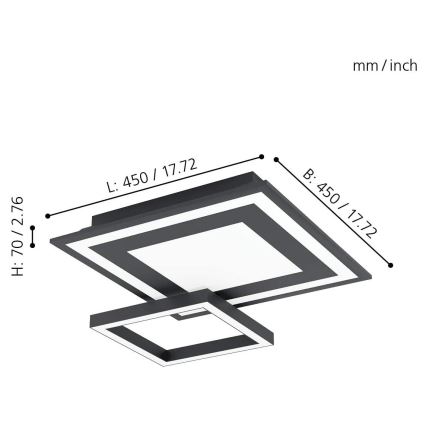 Eglo - LED RGB Reguliuojamas lubinis šviestuvas SAVATAEILA-C LED/20W/230V