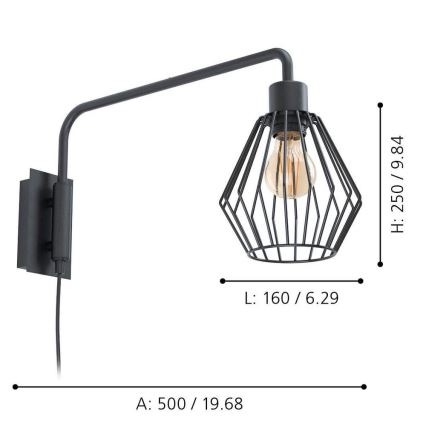 Eglo 99349 - Sieninis šviestuvas TABILLANO 1xE27/40W/230V