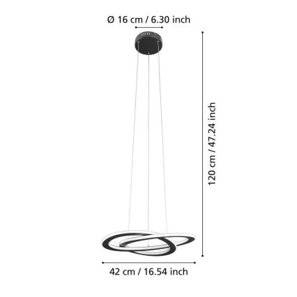 Eglo 99396 - LED pakabinamas šviestuvas ant laido ROLIMARE LED/35W/230V