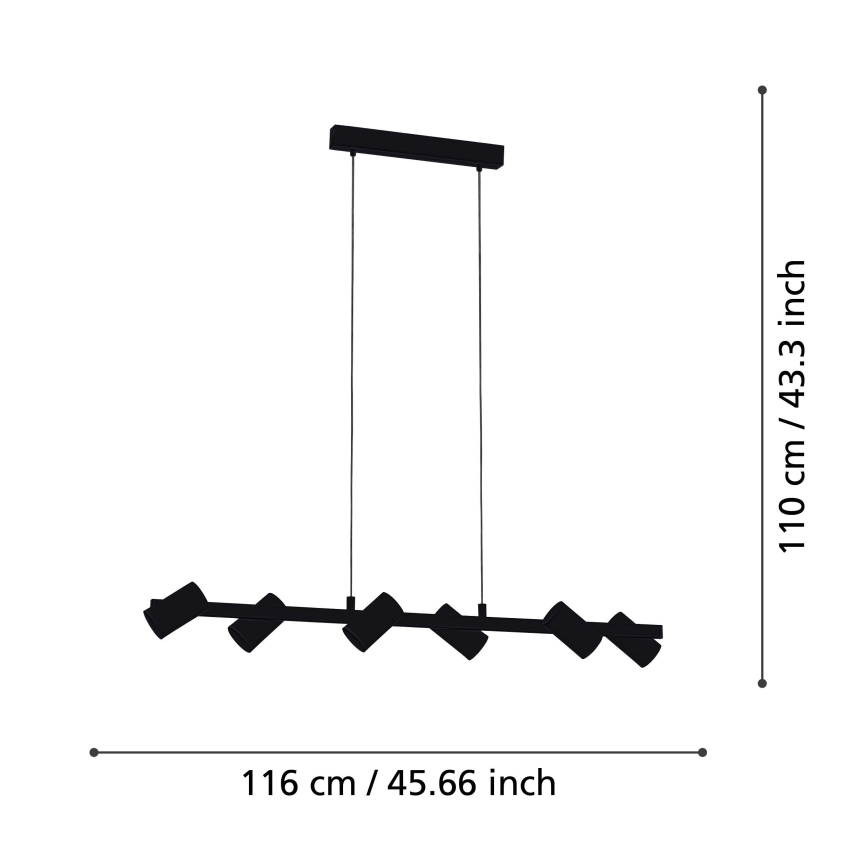 Eglo - Sietynas, kabinamas ant virvės 6xE14/25W/230V