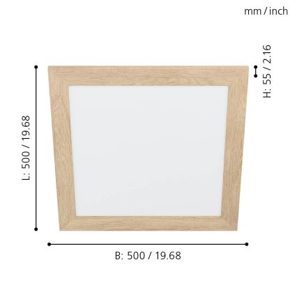 Eglo 99471 - LED lubų šviestuvas PIGLIONASSO LED/20W/230V 500x500 mm