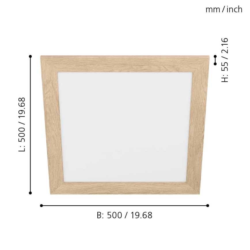 Eglo 99471 - LED lubų šviestuvas PIGLIONASSO LED/20W/230V 500x500 mm