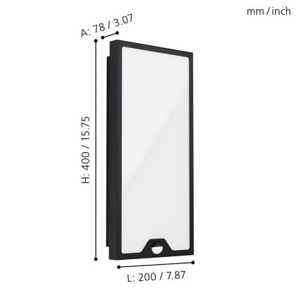 Eglo - LED Lauko sieninis šviestuvas su jutikliu LED/16W/230V IP44