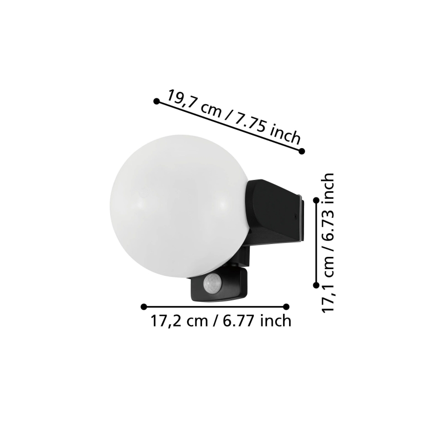 Eglo 99573 - Lauko sieninis šviestuvas su jutikliu RUBIO 1xE27/15W/230V IP44