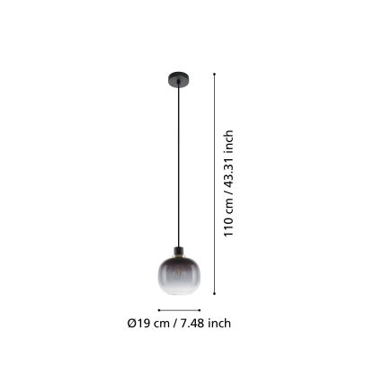 Eglo - Pakabinamas sietynas 1xE27/40W/230V pilkas