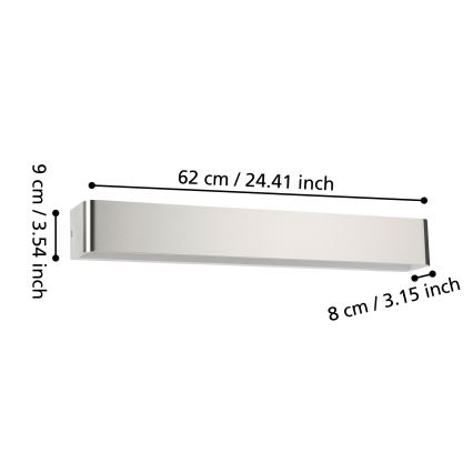 Eglo - LED Sieninis vonios šviestuvas LED/26,5W/230V 3000K IP44 matinis chromas