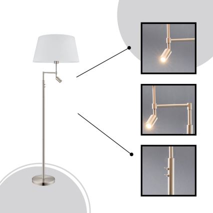 Eglo/Edi Apšvietimas - LED toršeras SANTANDER 1xE27/11W/230V + LED/2,3W matinis chromas