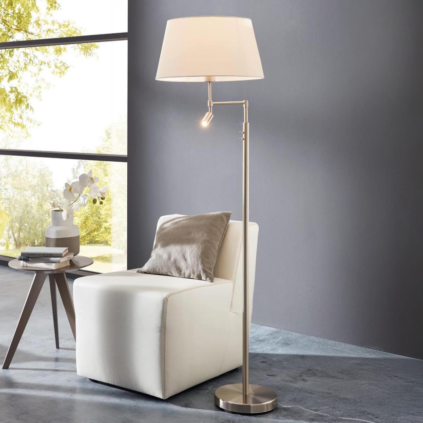 Eglo/Edi Apšvietimas - LED toršeras SANTANDER 1xE27/11W/230V + LED/2,3W matinis chromas