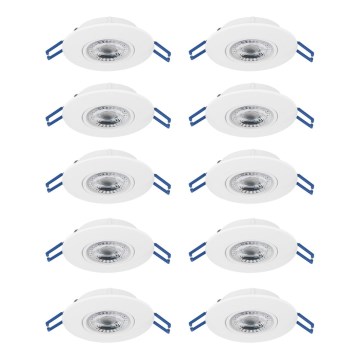 Eglo - Komplektas 10 vnt. įleidžiamų LED šviestuvų, 4,9W/230V, 2700/4000/6500K, skersmuo 9 cm, balta