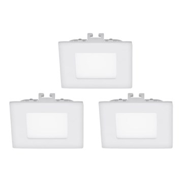 Eglo - KOMPLEKTAS 3 vnt. įleidžiamas LED lubinis šviestuvas FUEVA 1 LED/2,7W/230V 8,5x8,5 cm