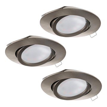 Eglo - KOMPLEKTAS 3x įleidžiamas LED šviestuvas TEDO 3xGU10-LED/5W/230V