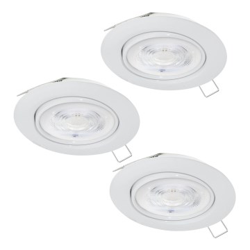 Eglo - KOMPLEKTAS 3x LED įleidžiamas lubinis šviestuvas 1xGU10/4W/230V balta