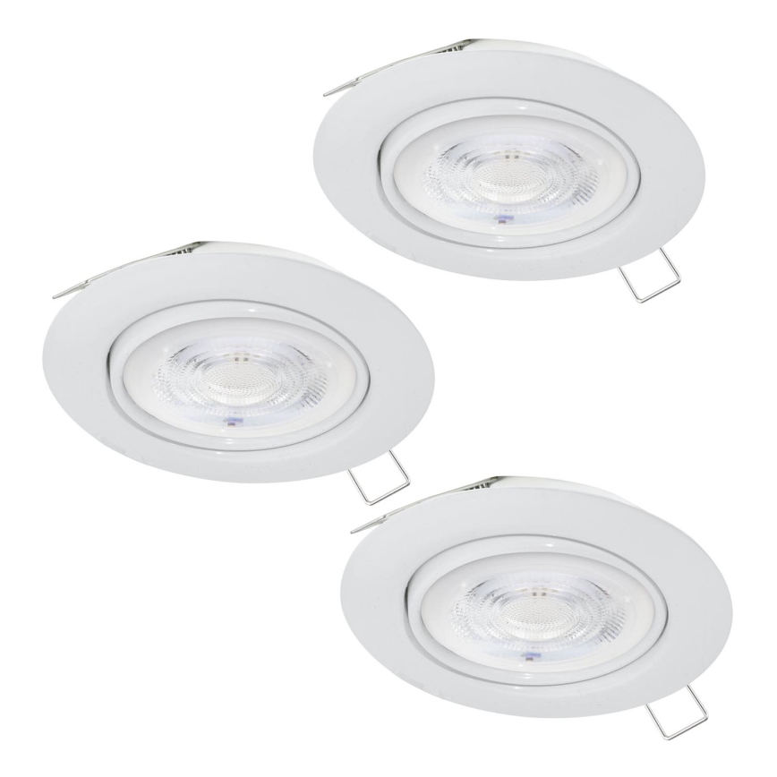 Eglo - KOMPLEKTAS 3x LED įleidžiamas lubinis šviestuvas 1xGU10/4W/230V balta
