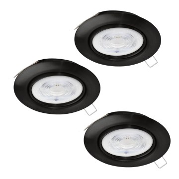 Eglo - KOMPLEKTAS 3x LED įleidžiamas lubinis šviestuvas 1xGU10/4W/230V juoda