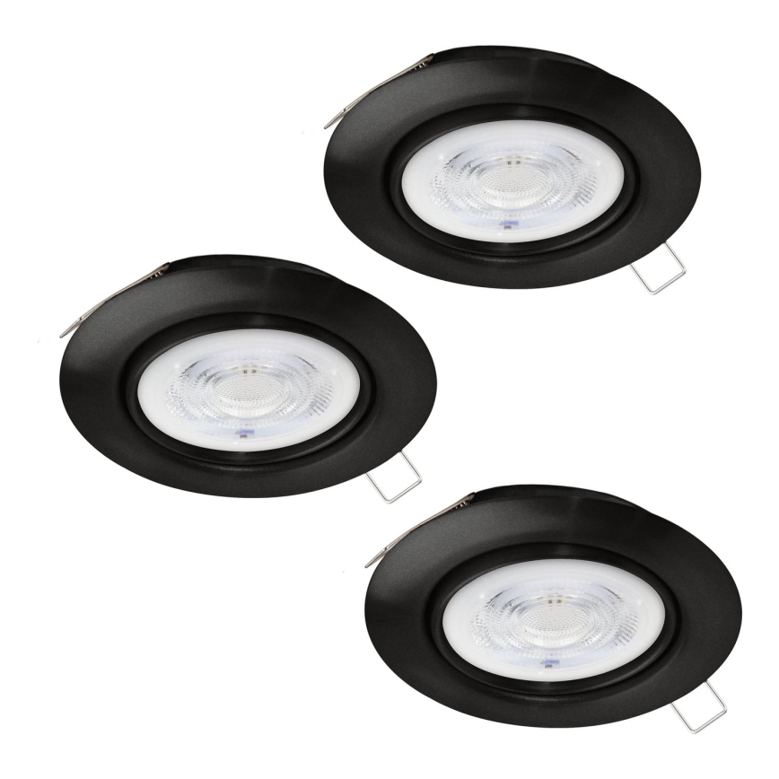 Eglo - KOMPLEKTAS 3x LED įleidžiamas lubinis šviestuvas 1xGU10/4W/230V juoda