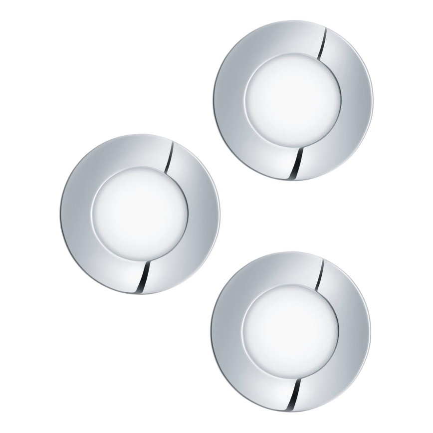 Eglo - KOMPLEKTAS 3x LED įleidžiamas lubinis vonios šviestuvas FUEVA 1xLED/2,8W/230V IP44 blizgus chromas