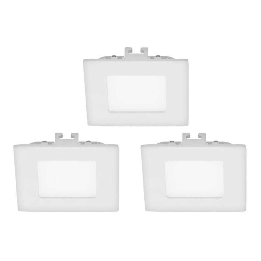 Eglo - Komplektas 3x LED įleidžiamas šviestuvas FUEVA 1 1xLED/2,7W/230V 8,5x8,5 cm
