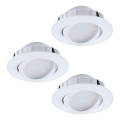 Eglo - KOMPLEKTAS 3x LED pritemdomas įleidžiamas lubinis šviestuvas PINEDA 1xLED/5,5W/230V