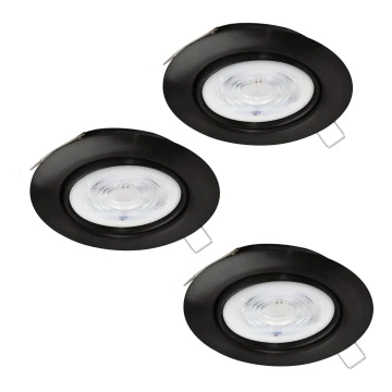 Eglo - KOMPLEKTAS 3xLED Įleidžiamas vonios šviestuvas 1xGU10/4W/230V IP44 juoda
