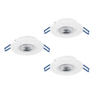 Eglo - Komplektas 3× LED įleidžiami lubų šviestuvai, LED/4,9W/230V, 2700/4000/6500K, skersmuo 9 cm, balti