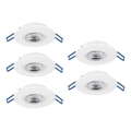 Eglo - Komplektas 5 vnt. įleidžiamųjų LED šviestuvų LED/4,9W/230V 2700/4000/6500K skersmuo 9 cm, balti