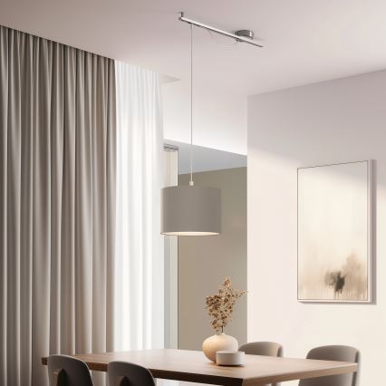 Eglo - LED Lubų šviestuvas ant laido CALCENA 1xE27/60W/230V chromas/taupe