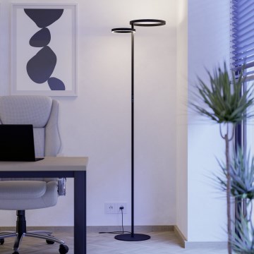 Eglo - LED dimeriuojama grindų lempa LED/16W/230V + LED/12W juoda