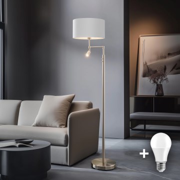 Eglo - LED grindinė lempa TUNJA 1xE27/60W/230V + LED/2,1W skersmuo 38 cm matinis chromas/balta